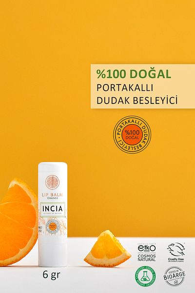 Incia 100% Natural Lip Nourishing Orange Herbal Moisturizing Lip Care Cream 6 G