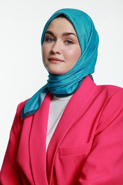 Modakaşmir Памучен шал MK Baklava, цвят петрол