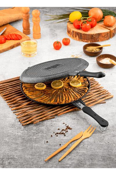 TAŞHAN Double Sided Cast Granite Fish Pan 30cm