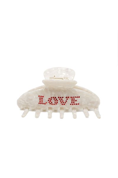Roberta Lorenz Women's White Love Jewelled Tight Hair Clip, Quality 10 Cm Bone Latch Buckle Buy 4 Pay 3