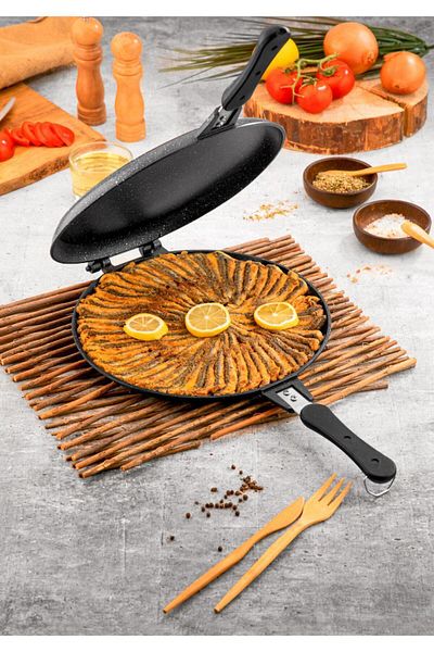 TAŞHAN Double Sided Cast Granite Fish Pan 30cm