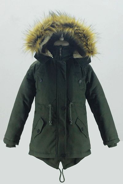 Jannock Children's Unisex Drawstring Waist Above Knee Fur Hooded Winter Coat Coat