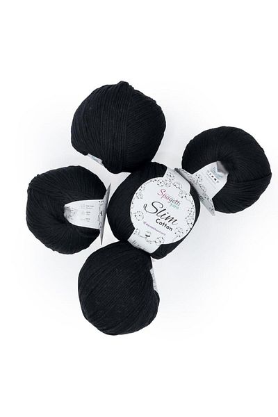 Spagettiyarn Slim Cotton Plus 5-Piece Black Hand Knitting Yarn
