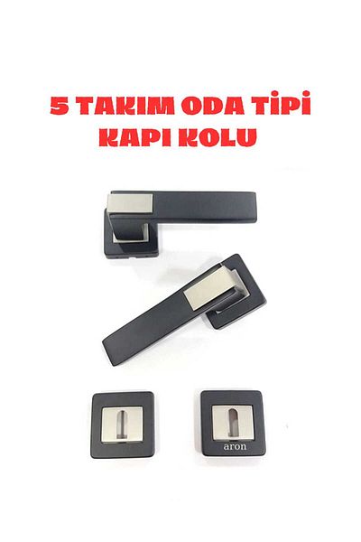 ARON (7 SET) SOFOUGH ASUDE SQUARE ROZET (3+1) CIRCLE SET DOOR HANDLE (MATTE BLACK - SATIN) ALUMINUM/STEEL