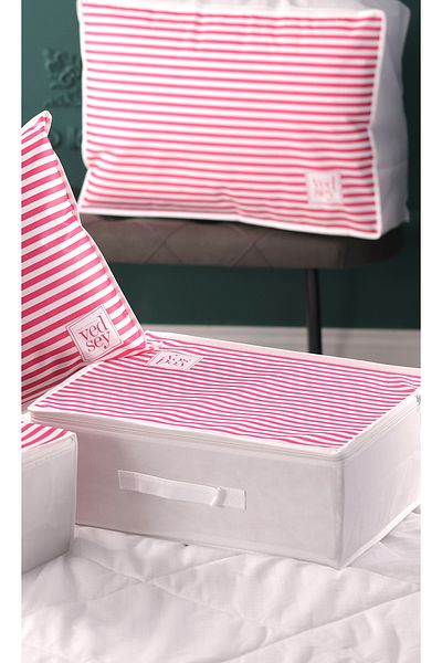 Vedsey Home Organizer Σετ 5 Organizer Παπλωματοθήκη Ροζ Ριγέ 53x44x20