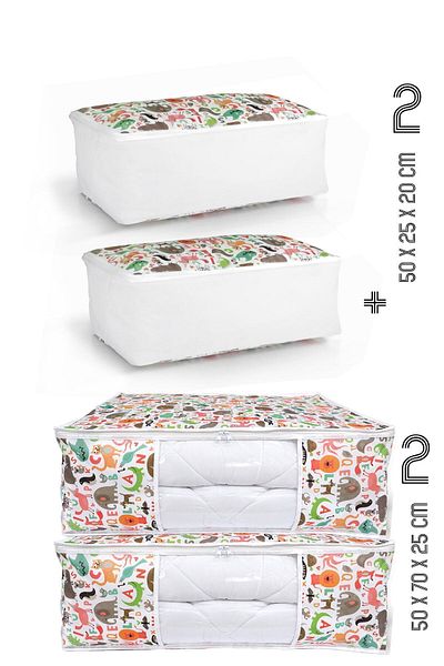 Vedsey Home Organizer Set of 4 50x70x25 - 50x25x20 Animal Printed Storage Under Cabinet and Base
