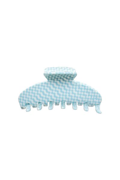 Roberta Lorenz Women's Blue Checkered Tight Hair Clip, Quality 10 Cm Bone Latch Buckle