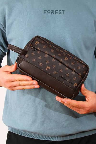 Pierre Cardin 01pc002000 Men's Handbag Hand Quilt Clutch Bag Printed Brown