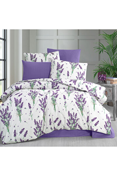 Alena Home Style 100% Cotton Patterned Double Duvet Cover Set (With Elastic S...