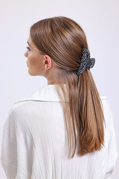 Roberta Lorenz Black Checkered Latch Buckle, Bow Can Be Added, Quality Bone Material Buy 4 Pay 3