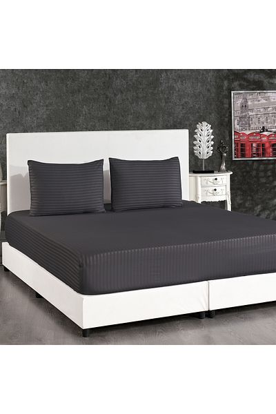 Alena Home Style Cotton Satin 100x200 Single Striped Elastic Sheet Set