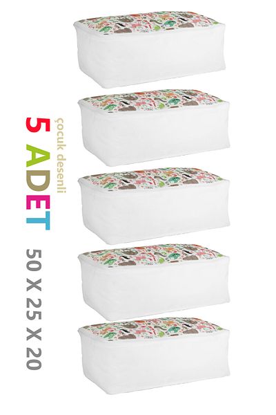 Vedsey Home Organizer Set of 5 Medium Size 50X25X20Cm Clothes & under Base & under Cabinet Organizer Children's Storage Cute Patterned