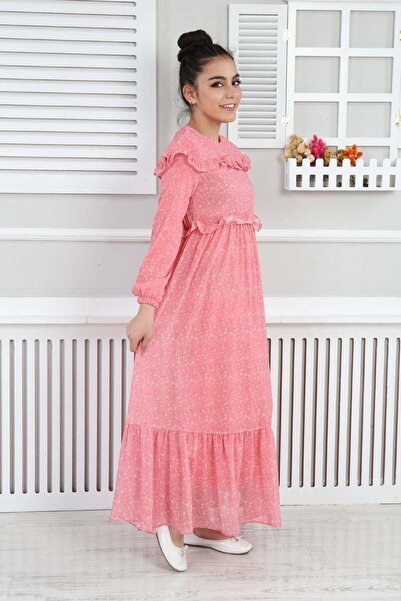 Jannock Kız Çocuk Günlük Şifon Uzun Elbise