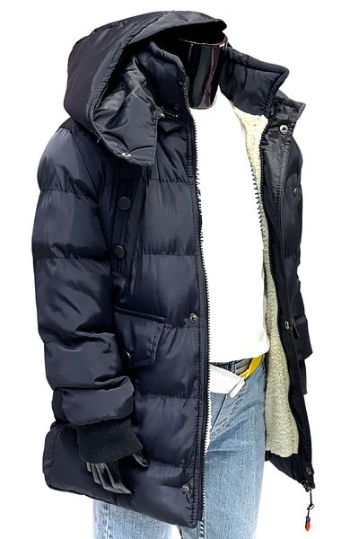 Jannock Boy's Fleece Lined Hooded Thick Piece Water Repellent Navy Blue Jacket