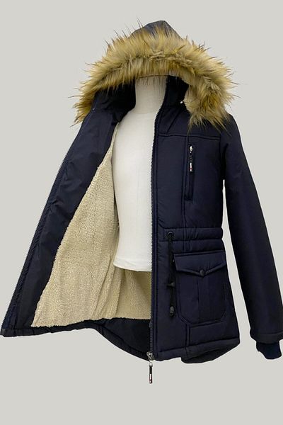 Jannock Glugă detașabilă de iarnă pentru copii unisex Welsoft Fleece Furry Basen Coat Coat