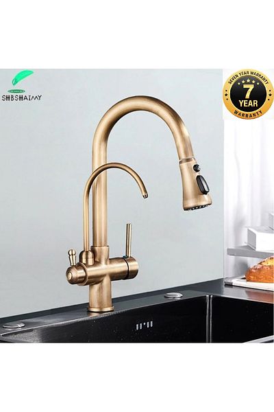 OEM Kitchen Sink Faucet with Dual Flow Water Purification Outlet and Antique Spiral New Fountain Imported 7 Years Warranty