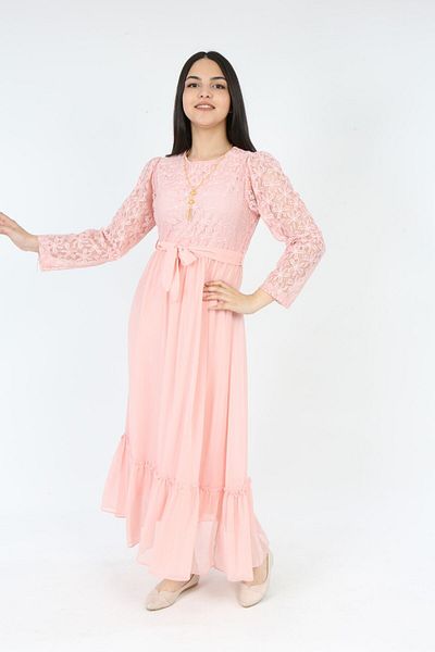 Jannock Costum rochie hijab cu căptușeală brodată pentru fetiță