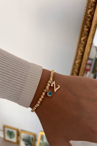Trendy Butik سوار دوريكا مع حرف Z وعين الشر المتدلية