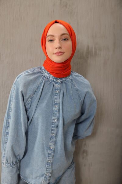 Modakaşmir Cozy Cotton Series Shawl Dynamic Orange