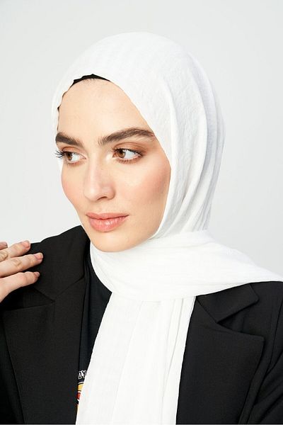 Modakaşmir شال من سلسلة Misto Cotton باللون الأبيض