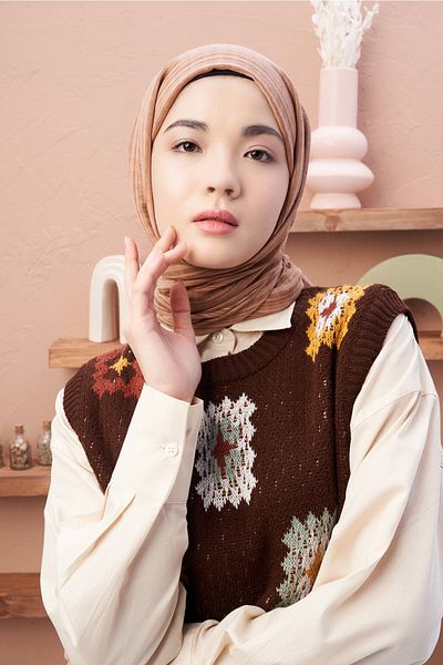 Modakaşmir Σάλι Camel Misto Pamuk Σειράς