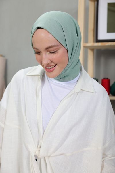 Modakaşmir Σειρά Cosy Cotton Σάλι Νερού Πράσινο