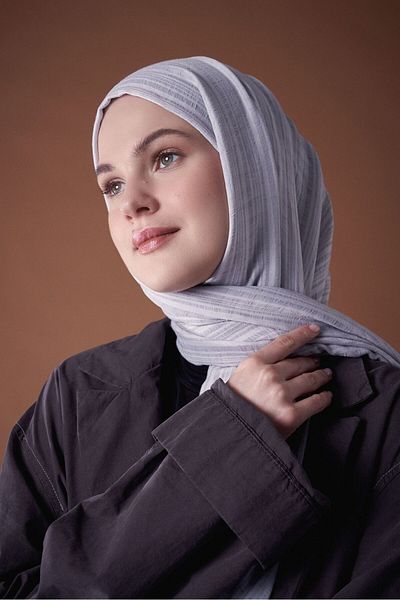 Modakaşmir شال Misto Cotton Series باللون الرمادي الفاتح