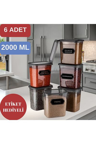 Markayolu 2000 ml 6 Pcs Rectangular Storage Container - Spice Dispenser, Dry Dispenser, Non-Drying