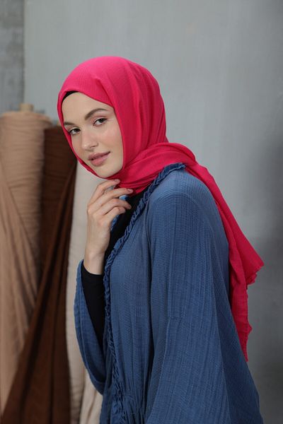 Modakaşmir Σειρά Cosy Cotton Φούξια Σάλι