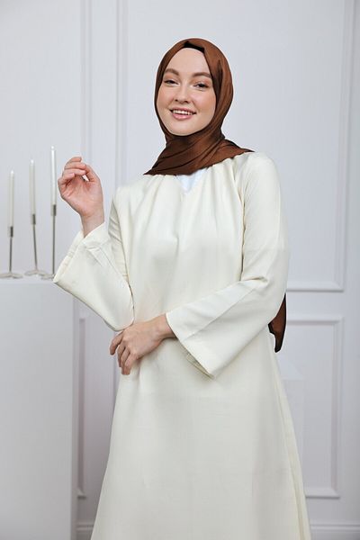 Modakaşmir ديفور سلسلة الساتان شال بني