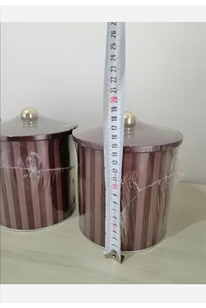 English Home Circle Metal Storage Container 14x15 Cm Claret Red (3 Storage Containers)