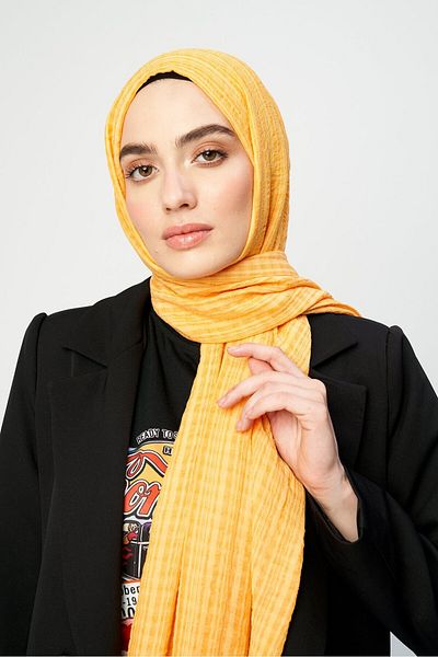 Modakaşmir شال من سلسلة Misto Cotton باللون الأصفر