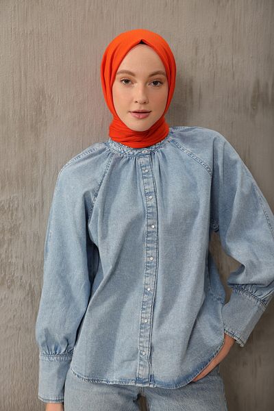 Modakaşmir شال من سلسلة القطن المريح باللون البرتقالي الديناميكي
