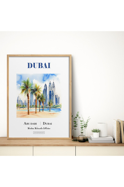 HOMEPACK Single Framed Painting Watercolor Series Dubai, Abu Dhabi Poster Pai...