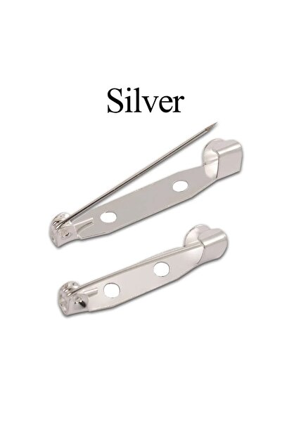 e tuhafiye 30 Adet Kilitli, Nikel Kaplama Broş İğnesi (2.5 Cm)