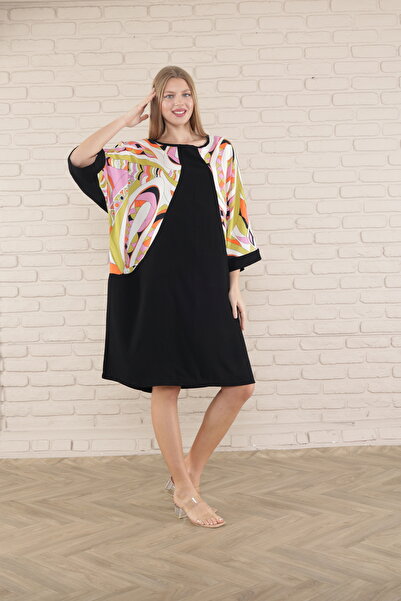 mervemoda rochie tunică de damă cu mânecă scurta lungime midi