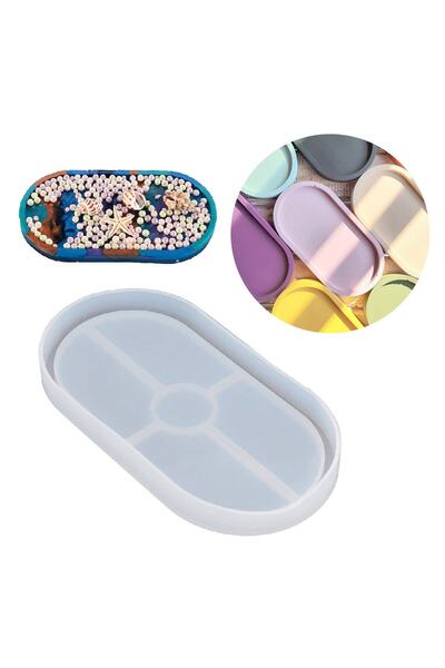 Getshop Alışveriş Pazarı Epoksi Beton Oval Tabak Sunumluk Silikon Kalıbı