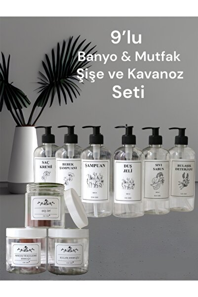 Dem Home 9' lu Beyaz Banyo & Mutfak Şişe - Kavanoz Seti 500 ml - Plastik Şişe...