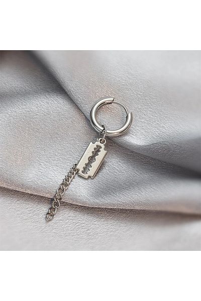 Köstebek Stainless Steel Dangle Single Razor Earrings