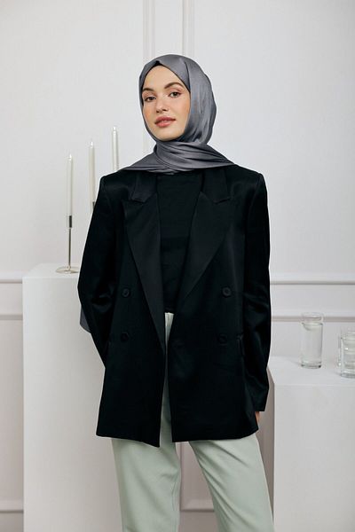 Modakaşmir Şal Seria Devore Satin Antracit