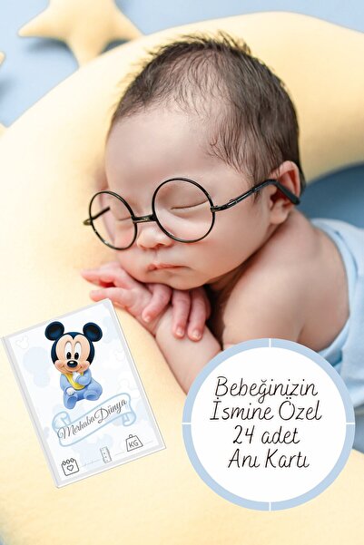 lilamtasarım Erkek Bebek Anı Kartları 24 Adetli (isimli)