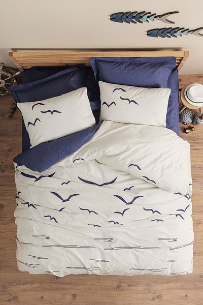 Cotton Box Σετ Παπλωματοθήκη Maritime Larum Navy Blue