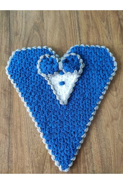 HANIMKIZ Hand Knitted Dowry Heart Groom Washcloth