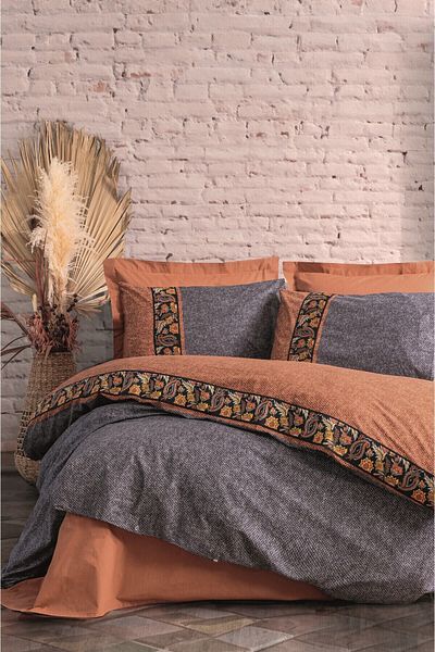 Cotton Box Комплект завивки с фолклорно изкуство, единична, Dalila Cinnamon