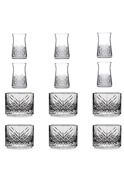 Paşabahçe 12 Piece Square Timeless Snack Bowl, Sauce Bowl and Tea Cup Treat Set