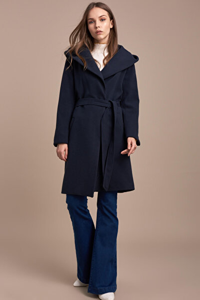 Pitti Kadın Lacivert Kapüşonlu Kısa Kaban 70510..