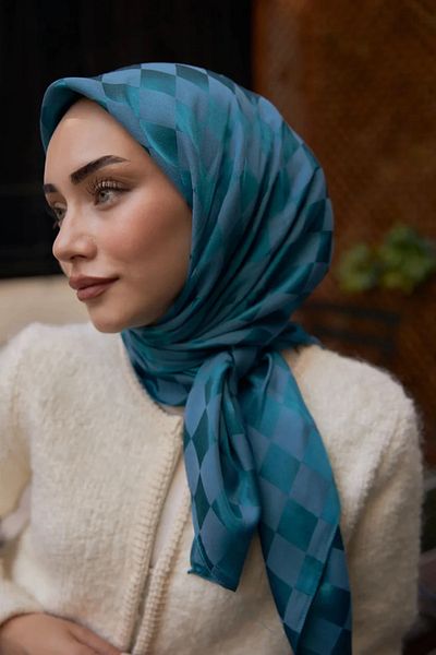Bonjela Eșarfă jacquard cu model de șah