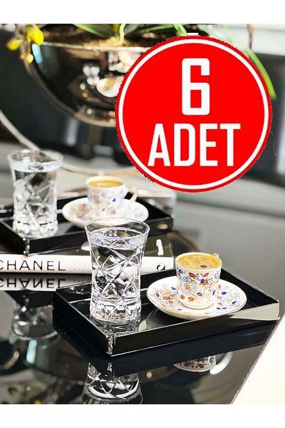 SepetçiBaba 6-Piece Black Presentation Engagement Coffee Plexi Tray