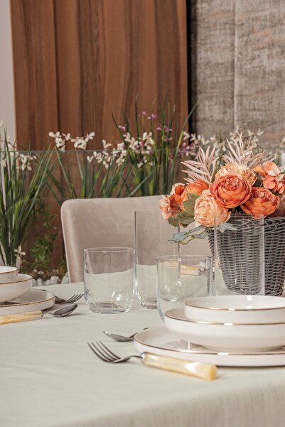 Cotton Box Plain Tablecloth Cream 155x160