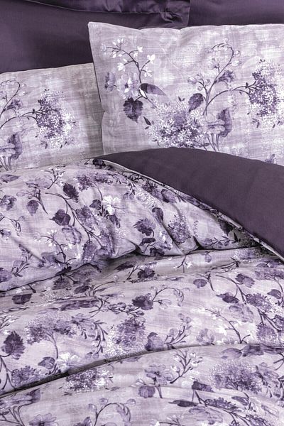 Cotton Box Σατέν Σετ Παπλωματοθήκη Διπλό Willow Purple